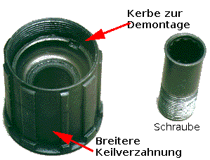 Freehub Freilaufkörper auseinandergebaut