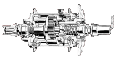 Eine Sturmey-Archer SW Nabe im Querschnitt